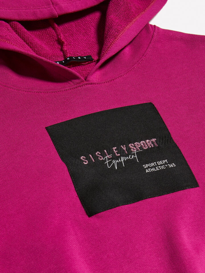 Fuchsia sweatshirt with logo tag - girls' knitwear - Fuchsia | Sisley Young image number 2